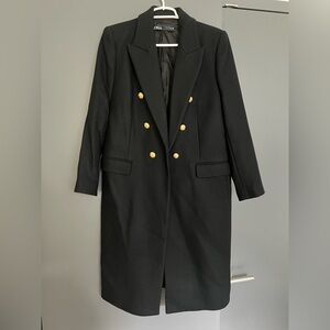 NEW Zara Wool Black Double-Breasted Coat